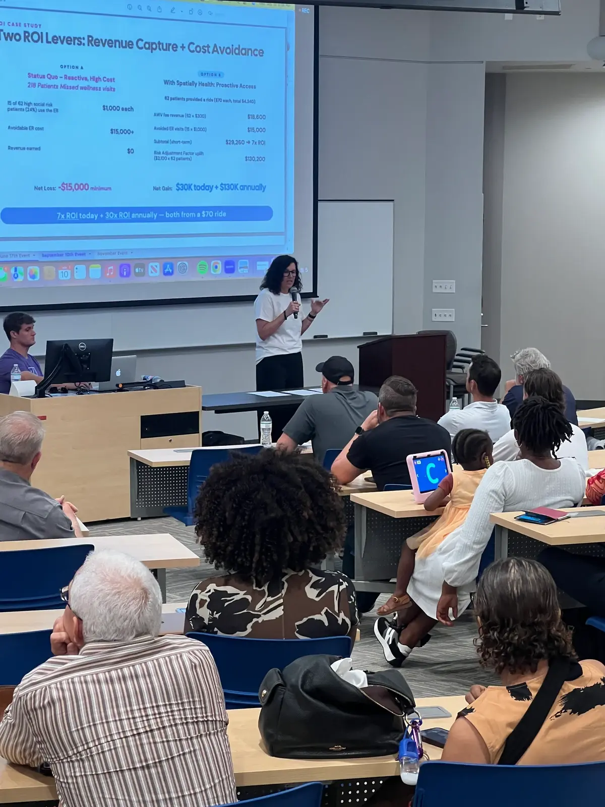 Founder presenting to the UNF audience