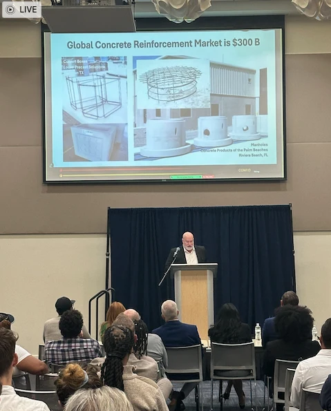 Founder presenting a construction materials pitch