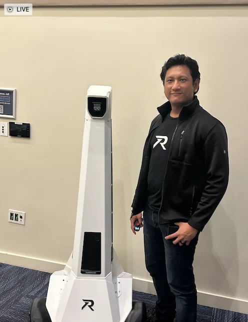 Robotics founder speaking at the pitch event
